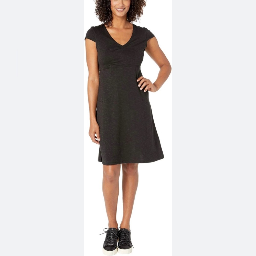 Toad&Co Black V-Neck Short Sleeve A-Line Dress